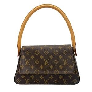 LOUIS VUITTON Authentic Brown Monogram Canvas Mini Looping Shoulder Bag